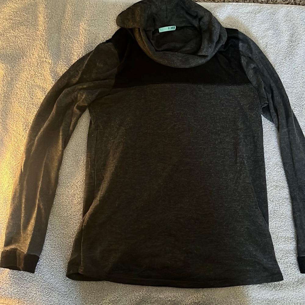 Gray/black cowl neck shirt